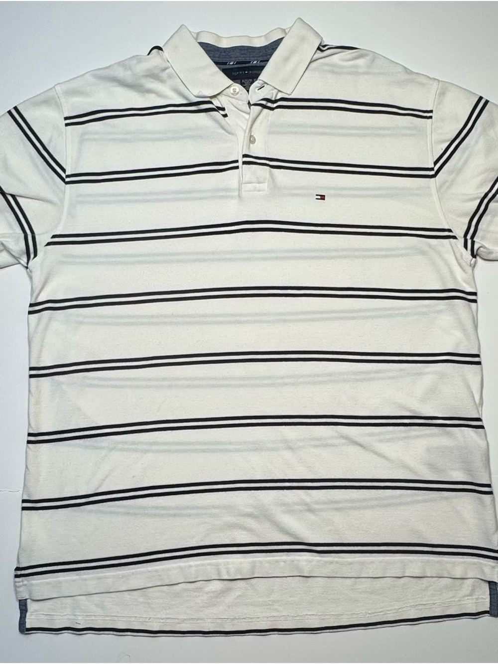 Tommy Hilfiger White Polo with Navy Stripes